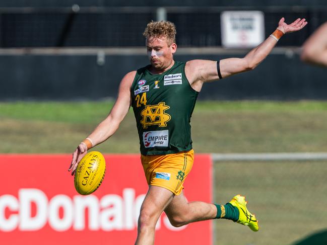 Jackson Calder playing in the St Mary's vs Tiwi Bombers match in Round 6 of the 2024-25 NTFL season. Picture: Pema Tamang Pakhrin