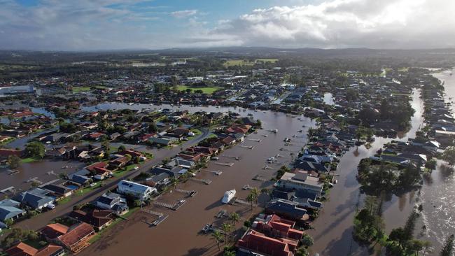 Aerial images show the extensive floodwaters impacting Ballina in northern NSW as the region suffers the worst flood crisis in its history. Photo: NCA NewsWire /Danielle Smith