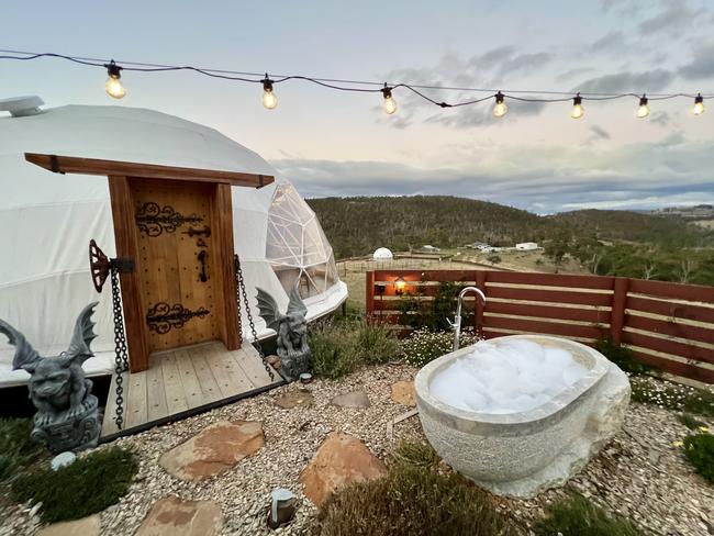 Each dome at Luna Lodge has a private outdoor bath. Picture: Linda Smith