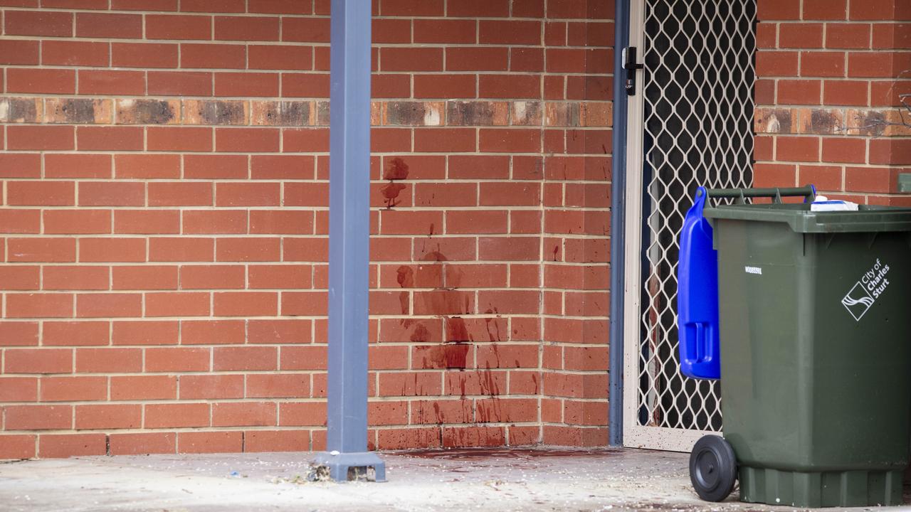 Blood could be seen on the wall of the property. Picture: Brett Hartwig