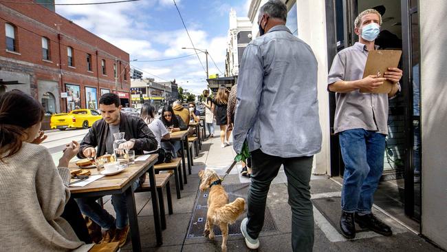 Locals enjoy getting out on Chapel St in South Yarra on Sunday afternoon. Picture: NCA NewsWire/David Geraghty