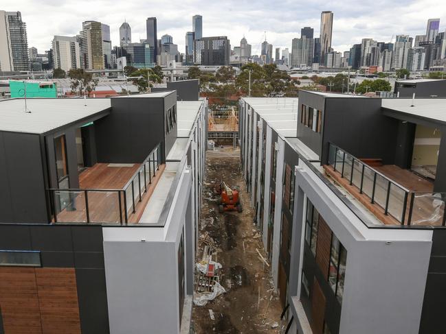 Melbourne Housing. New apartments under construction in Port Melbourne. Picture : Ian Currie