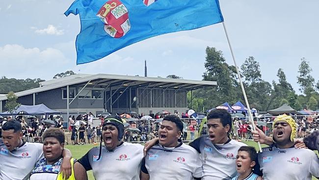 Fiji Lines up and sings before the U14 grand final.