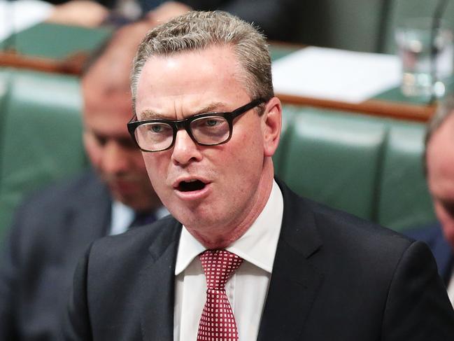 CANBERRA, AUSTRALIA - MAY 10:  Minister for Defence Christopher Pyne during question time at Parliament House on May 10, 2017 in Canberra, Australia. The Turnbull Government's second budget has delivered additional funds to education, a plan to assist first home buyers, along with a crackdown on welfare.  (Photo by Stefan Postles/Getty Images)