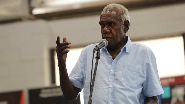 Anindilyakwa Land Council Chairman Tony Wurramarrba speaks at the launch of the justice initiatives for Groote Archipelago on Friday February 2. Picture: Zizi Averill