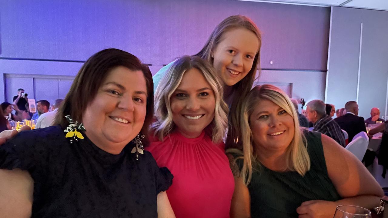 Kelly Hayes, Beth Kunkel, Kaitlin Dobinson, and Hayley Evans at the Metropolitan Caloundra Surf Life Saving Club 90th Anniversary Gala Ball.