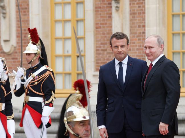 French President Emmanuel Macron again urged Vladimir Putin to cease hostilities. Picture: AFP