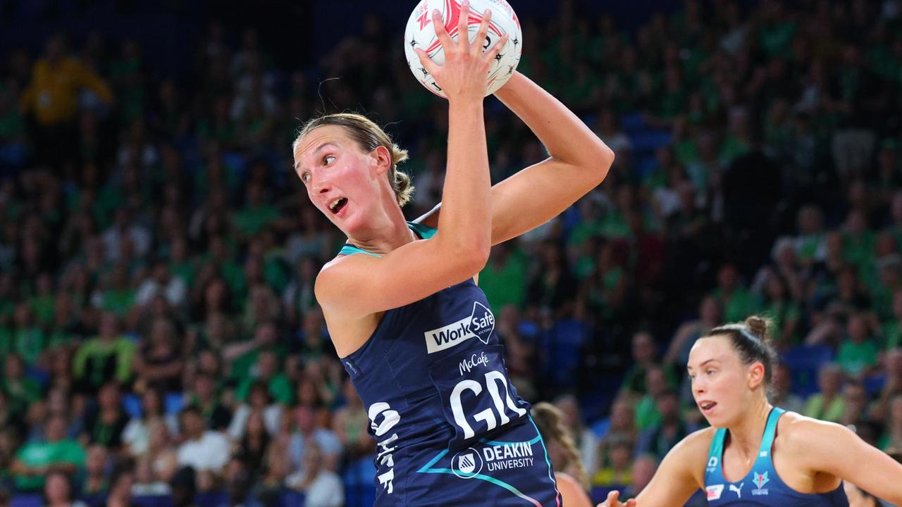 Emily Mannix of the Vixens intercepts the ball during her round one match against West Coast Fever. Picture: Getty Images