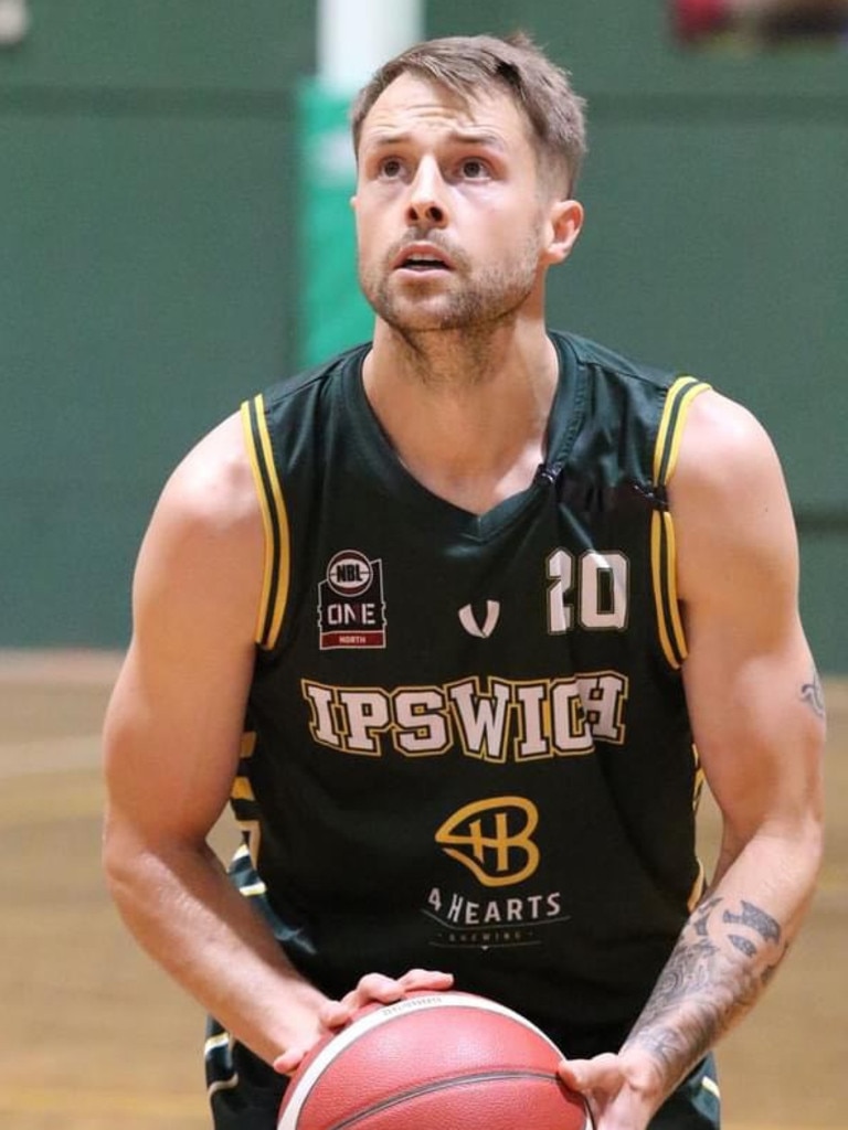 Brisbane Bullet and Australian basketballer Nathan Sobey playing for Ipswich in the 2020 Queensland State League competition.