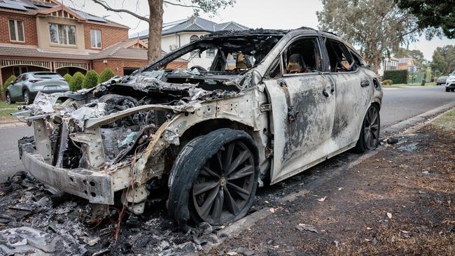 A family home in Bundoora has been sprayed with bullets and a vehicle parked nearby set on fire. Picture: NewsWire