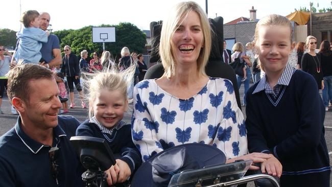 Angie with husband Pat and daughters Maggie and Sophie. Picture: Supplied