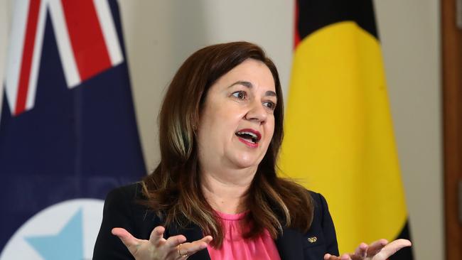 Queensland Premier Annastacia Palaszczuk has been slammed by federal minister David Littleproud for being ‘asleep at the wheel’ and keeping Queenslanders vulnerable due to the slow vaccine uptake. Picture: NCA NewsWire/Jono Searle