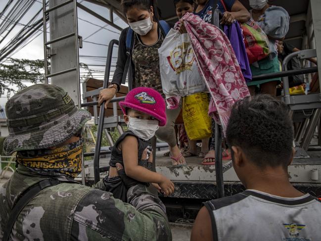 The government’s disaster-response agency and other officials reported more than 30,000 villagers fled their homes. Picture: Getty Images