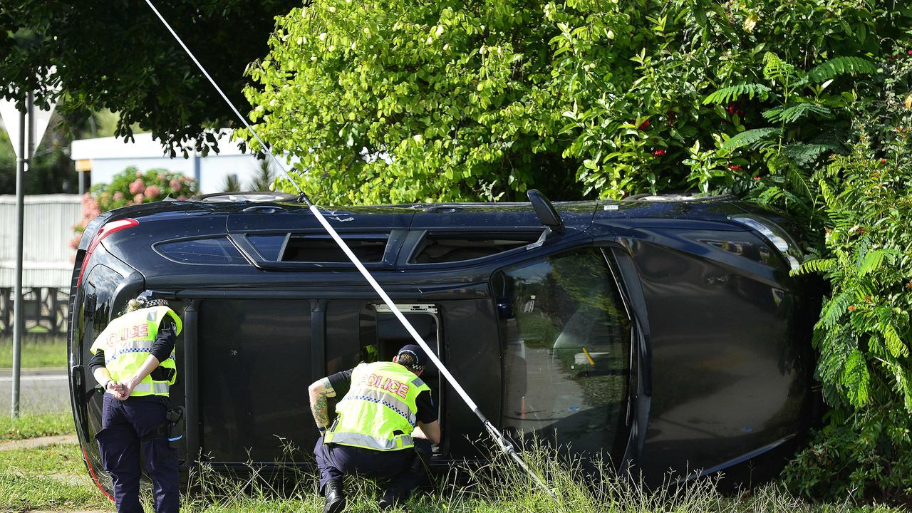 A woman was trapped in the wreckage of a vehicle following a two car crash in Townsville. The crash happened at the intersection of Elizabeth St and Alfred St in Aitkenvale. PICTURE: MATT TAYLOR.