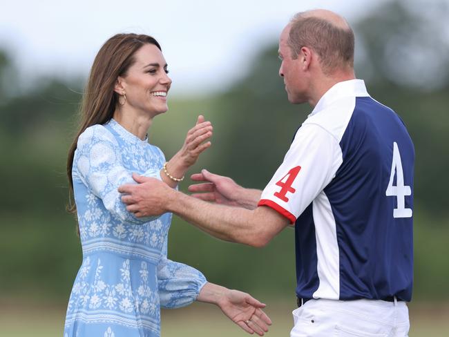 Princess of Wales smiles and hugs Prince William. Picture: Getty Images