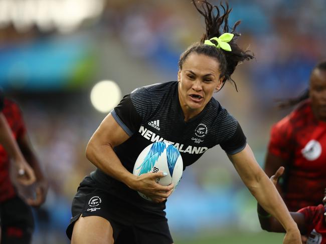 Portia Woodman of New Zealand in action in the match between New Zealand and Kenya during Rugby Sevens on day nine of the Gold Coast 2018 Commonwealth Games. Picture: Phil Walter/Getty Images.