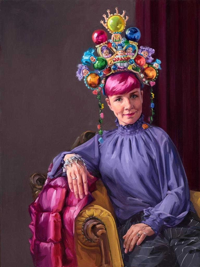 Andrea Huelin’s 'Clown jewels', oil on board, 120.2 x 120.1cm. Sitter: Cal Wilson