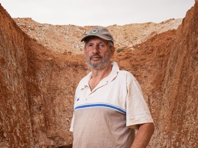 Stefan Bilka standing outside the entrance of an abandoned Opal Mine Shaft in Andamooka SA. Pictured on April 5th 2023. Picture: Ben Clark