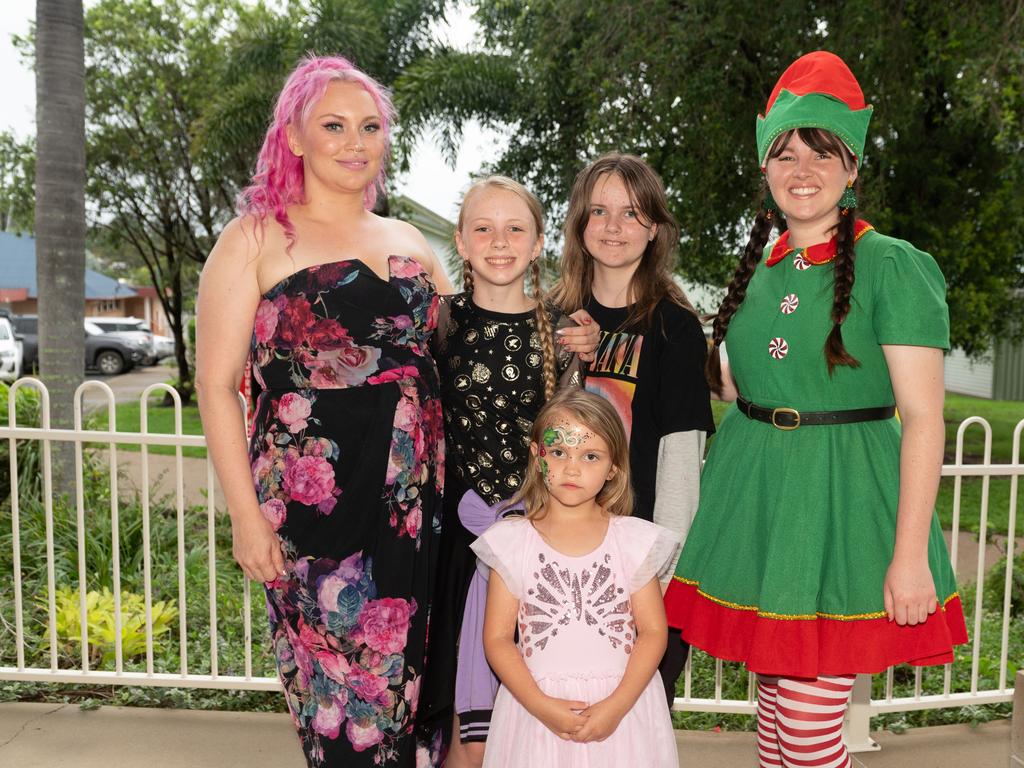 Karla Brechin, Isabella Clacherty, Norah Brechin, Layla Brechin and Bree Quinn at Christmas Carols Hosted by Sarina Surf Lifesaving Club Saturday 21 December 2024 Picture:Michaela Harlow