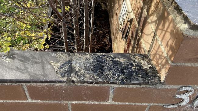 A residential property was also involved in the suspicious fires, with a blaze lit in the front garden of a Thames Parade home. Picture: Chelsea SES Unit.