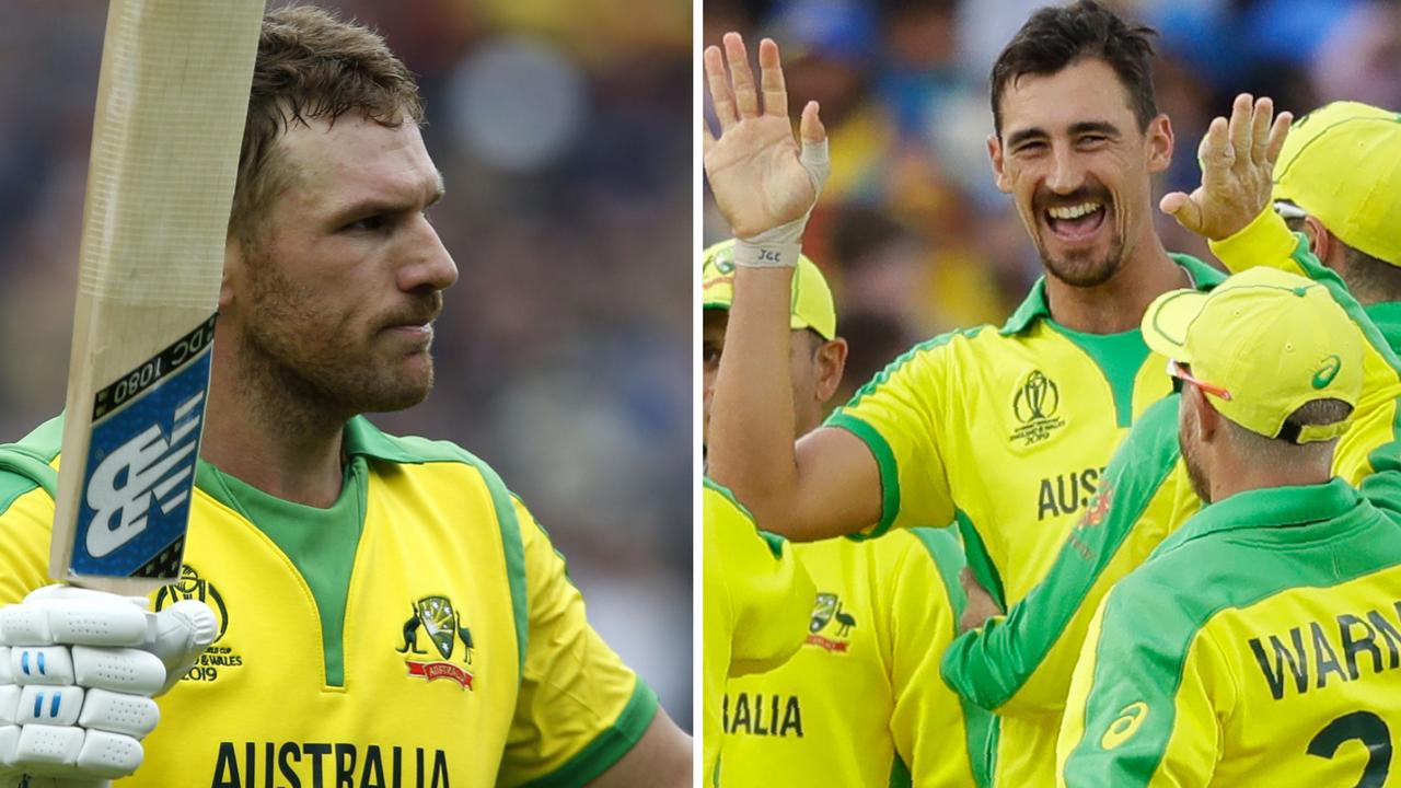 A glorious innings by Aaron Finch and a rampaging Mitchell Starc have taken Australia to the top of the World Cup table.
