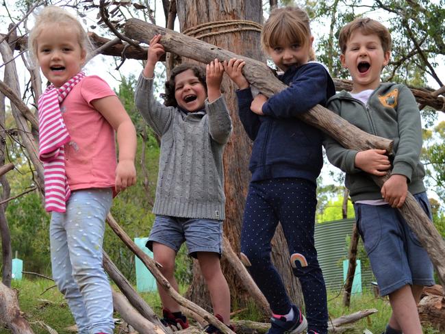 Some of Bridgewater’s youngest residents will help shake off 2020’s COVID-19 gloom with a community celebration this Sunday. Lata Inglis (pink shirt), Max Usher (green top), Freddie Gillespie (curly hair) and Evie Johnston (blue top) are excited to get festivities started.  Picture: Lydia Kellner