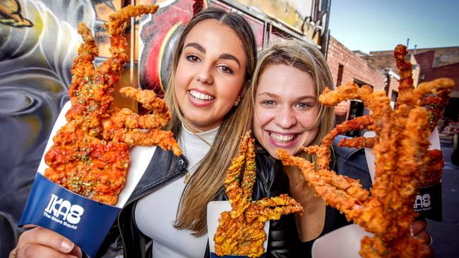 Try some squid on a stick in Footscray.  Picture: Nicole Cleary