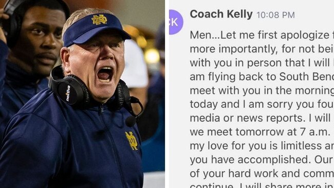 US College football coach Brian Kelly informed his team of his departure via text.