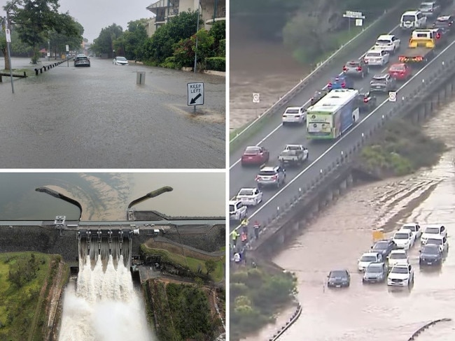 Motorists stranded on Gympie Road in Bald Hills. Picture: 9 News