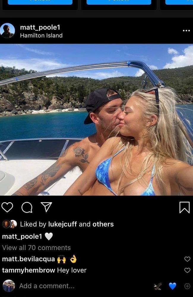 Tammy Hembrow and Ironman Matt Poole. Photo: Instagram