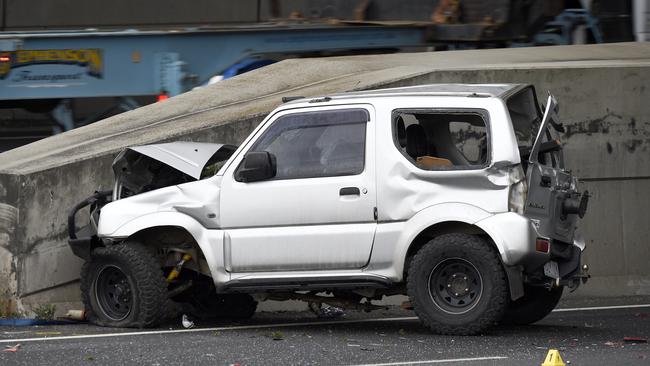 A car at the scene of the fatal accident. Picture: Andrew Henshaw