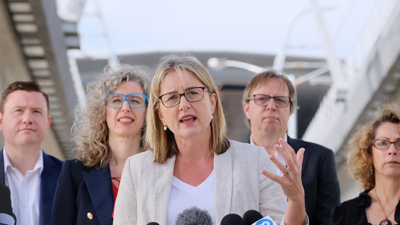 Transport Infrastructure Minister Jacinta Allan gives a media conference at Clayton Station. Picture: NCA NewsWire/ Luis Ascui