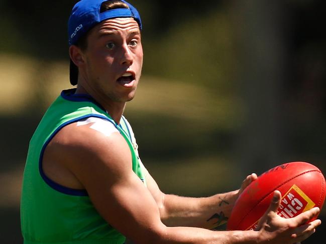 MELBOURNE, AUSTRALIA - DECEMBER 23: Nathan Hrovat of the Kangaroos in action during a North Melbourne Kangaroos AFL training session at Arden Street on December 23, 2016 in Melbourne, Australia. (Photo by Michael Willson/AFL Media/Getty Images)