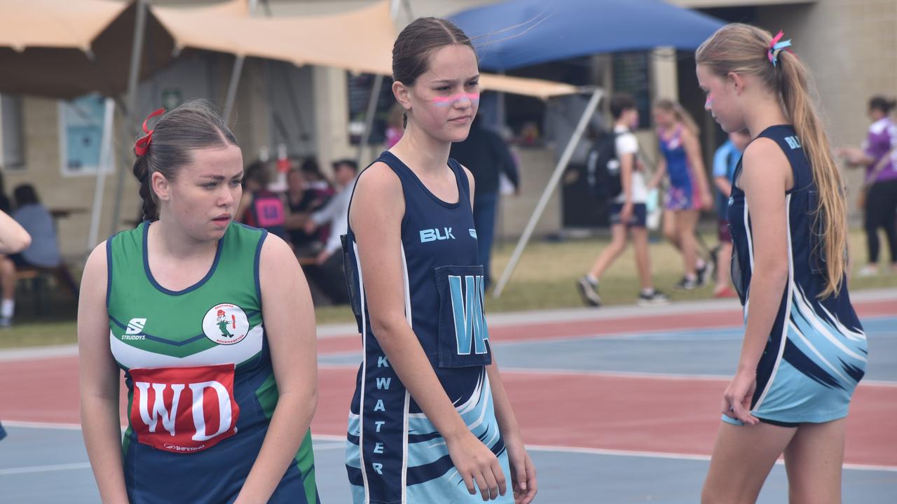 On court at the Cap Coast Junior Netball Carnival at the Barmaryee Multi Sports Precinct, Yeppoon, on August 11, 2024. Photo: Pam McKay