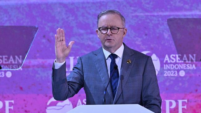 Mr Albanese spoke at the ASEAN-Indo Pacific Forum on Wednesday. Picture: Adek BERRY / POOL / AFP