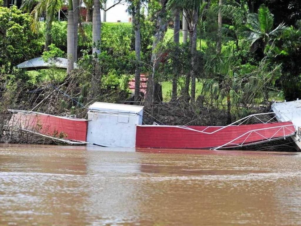 A damaged pontoon in the Mary River in 2011.