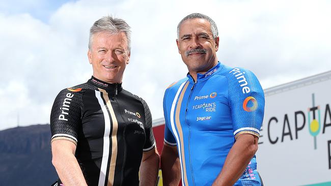 Steve Waugh and Daley Thompson on the Captain’s Ride. Picture: Sam Rosewarne