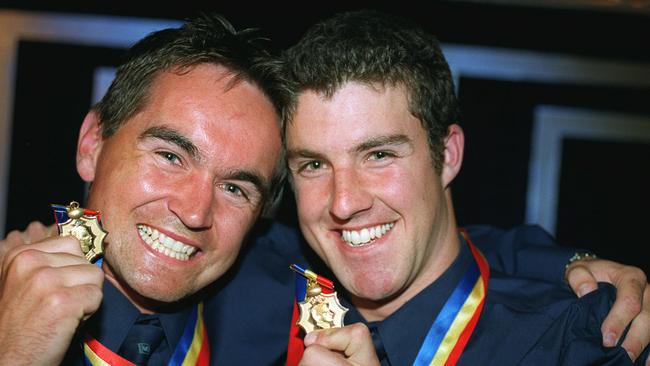 Tim Weatherald with Jade Sheedy - joint winners of the 2002 Magarey Medal.