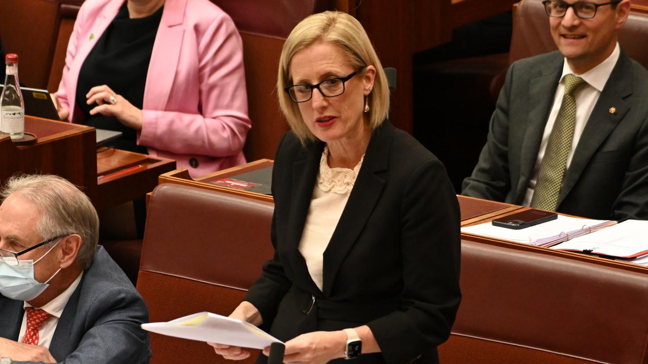 Senator Katy Gallagher was firm on the government’s position to not extend the fuel tax cut. Picture: NCA NewsWire / Martin Ollman