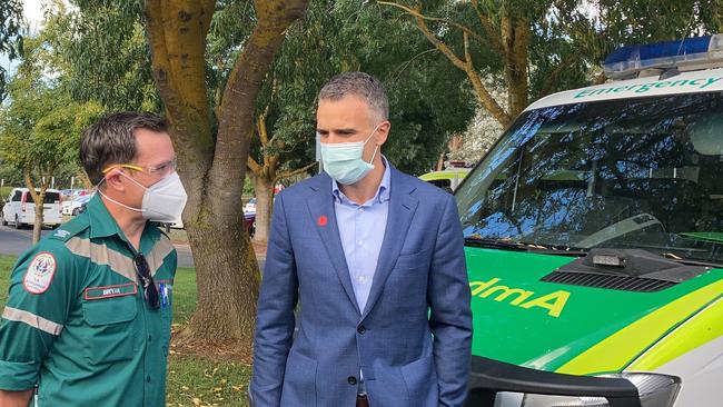 Peter Malinauskas has reaffirmed his promise for 24 new ambulance officers for the Limestone Coast region. Picture: Arj Ganesan