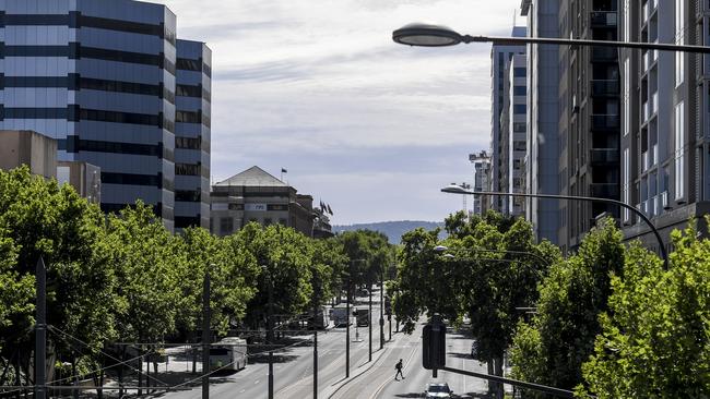 Normally busy streets are now empty in Adelaide. Picture: Getty Images