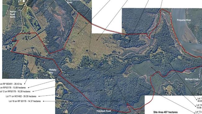 A map showing land which is part of the 407ha Greenridge site at Pimpama on the northern Gold Coast.