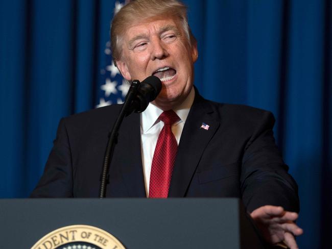 US President Donald Trump delivers a statement on Syria from the Mar-a-Lago estate. Picture: AFP.