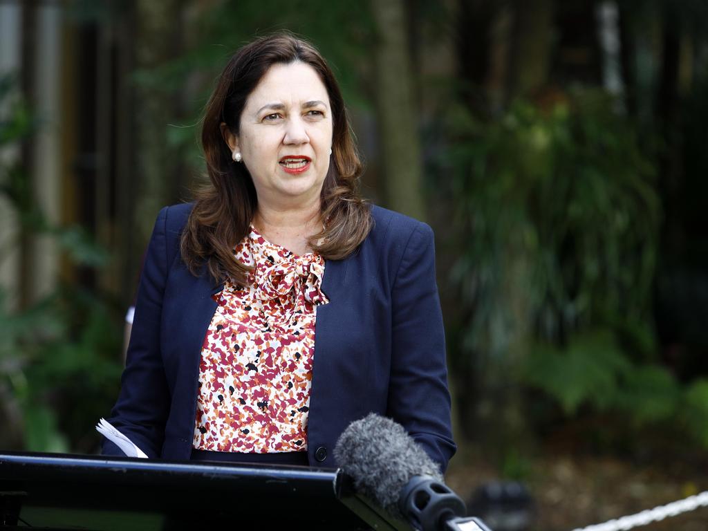 Queensland Premier Annastacia Palaszczuk says the Covid-19 vaccine she receives will be based on whether she is required to travel to Tokyo. Picture: NCA NewsWire/Tertius Pickard