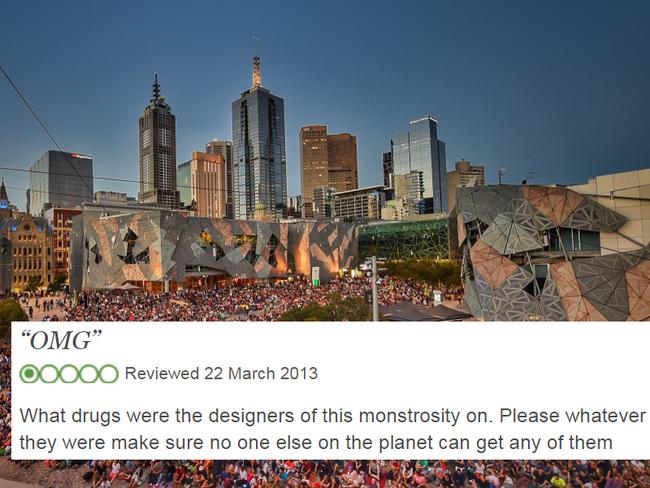 Federation Square: Polarising Melburnians and tourists for 15 years and counting. Picture: Tony Gough