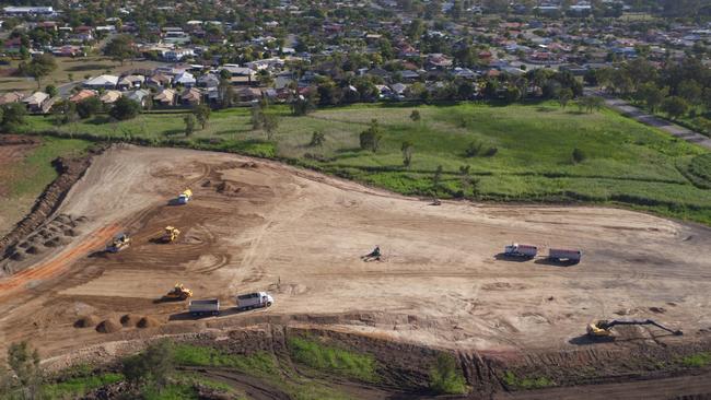 A bird's eye view of how work is progressing at the new Redcliffe Tigers facility at Nathan Road, Rothwell. Pic Supplied.