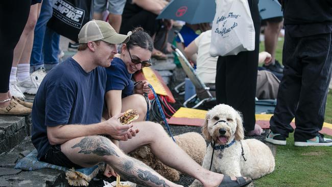 Damian Kriek , Elly Warcon and Clifford at the Gold Coast Pro, Burleigh Heads. Picture: Glenn Campbell