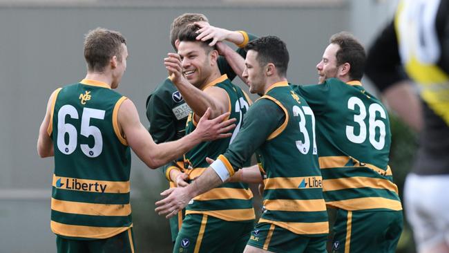 It was all smiles for North Brunswick on Saturday after moving into the Division 4 grand final. Picture: VAFA media.