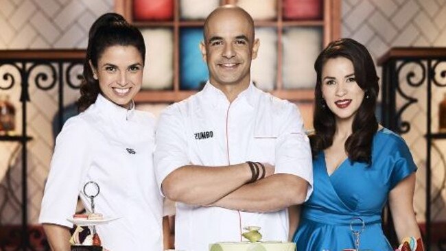 Zumbos Just desserts team, with Adriano Zumbo, Rachel Khoo and Gigi Falanga