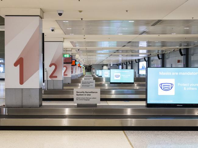 An empty baggage retrieval areas is seen at Sydney Domestic Airport. Picture: Getty Images